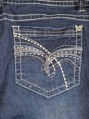 Wallflower Dark Blue Embroidered Back Pocket Jeans